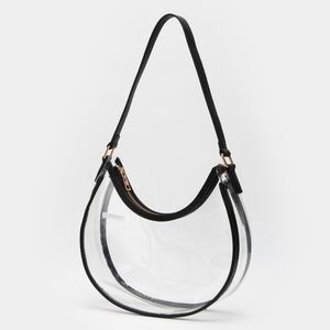 Transparent Clear Shoulder Hobo Purse Bag Black Women Accessory
